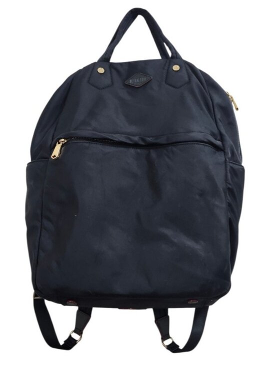 MZ Wallace Black Nylon Backpack Gold Hardware Leather Trim Red Lining main image 4